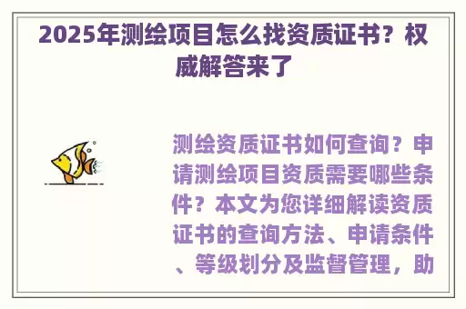 2025年测绘项目怎么找资质证书？权威解答来了