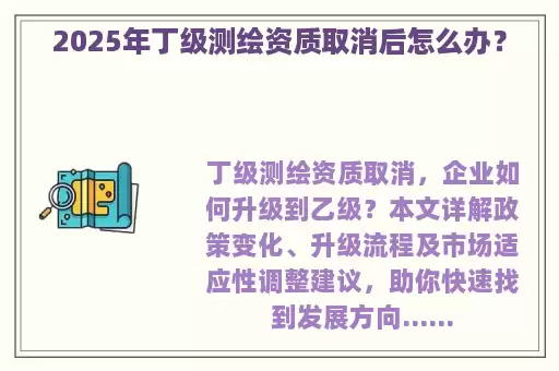 2025年丁级测绘资质取消后怎么办？