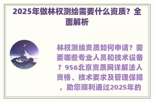 2025年做林权测绘需要什么资质？全面解析