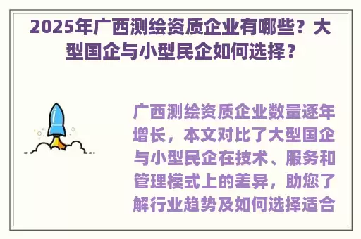 2025年广西测绘资质企业有哪些?大型国企与小型民企如何选择?