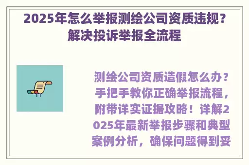 2025年怎么举报测绘公司资质违规？解决投诉举报全流程