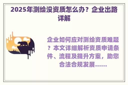 2025年测绘没资质怎么办?企业出路详解